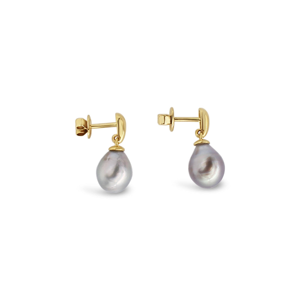 Yellow Gold Articulated Pearl Earrings