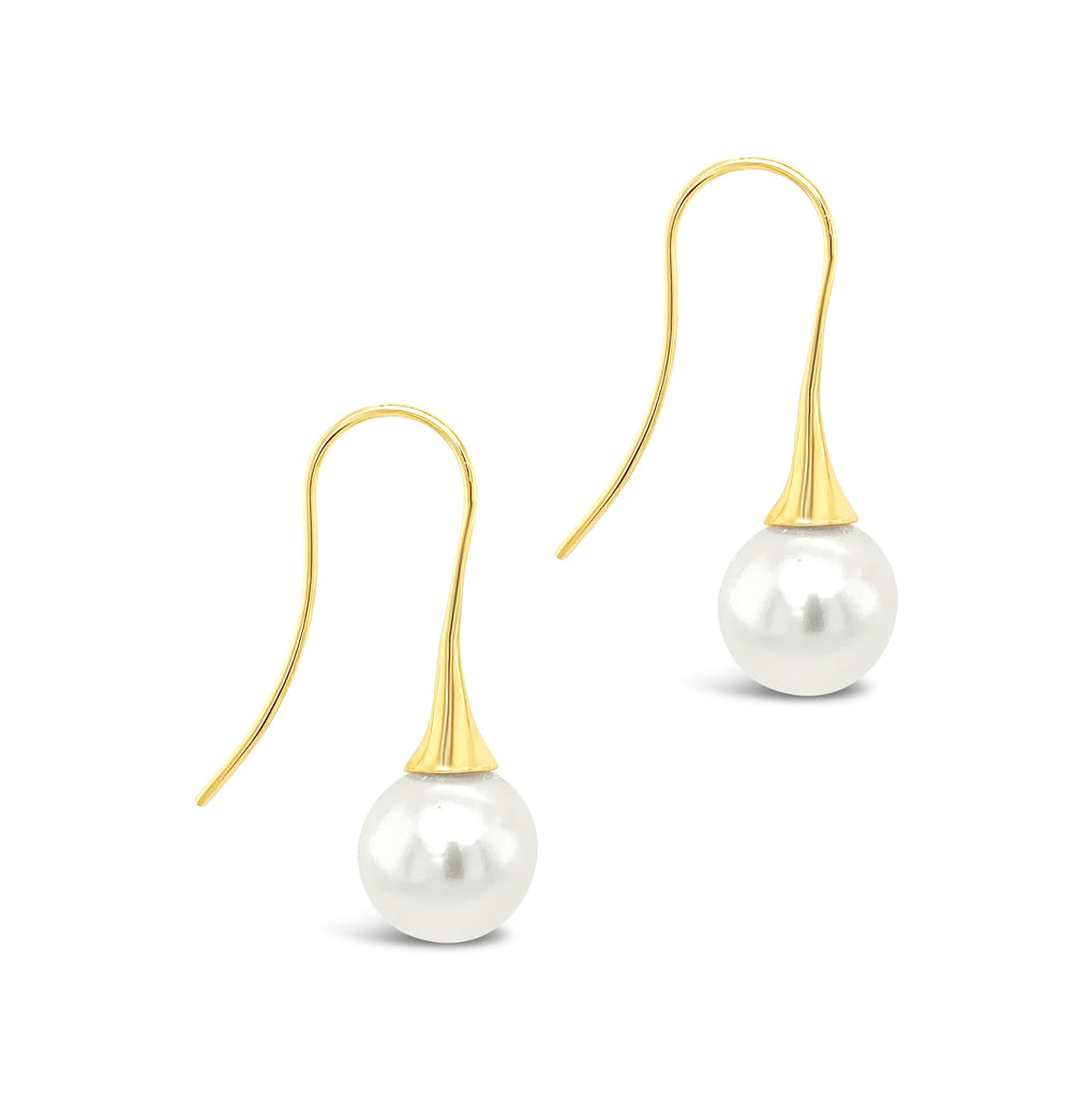 9ct Yellow Gold, South Sea Pearl Trumpet Earrings