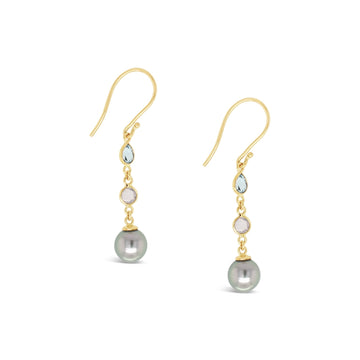 Elevate your style with our exquisite Aqua Rosa Earrings in Gold, adorned with stunning Abrolhos Pearls. Discover timeless elegance at Latitude Jewellers.