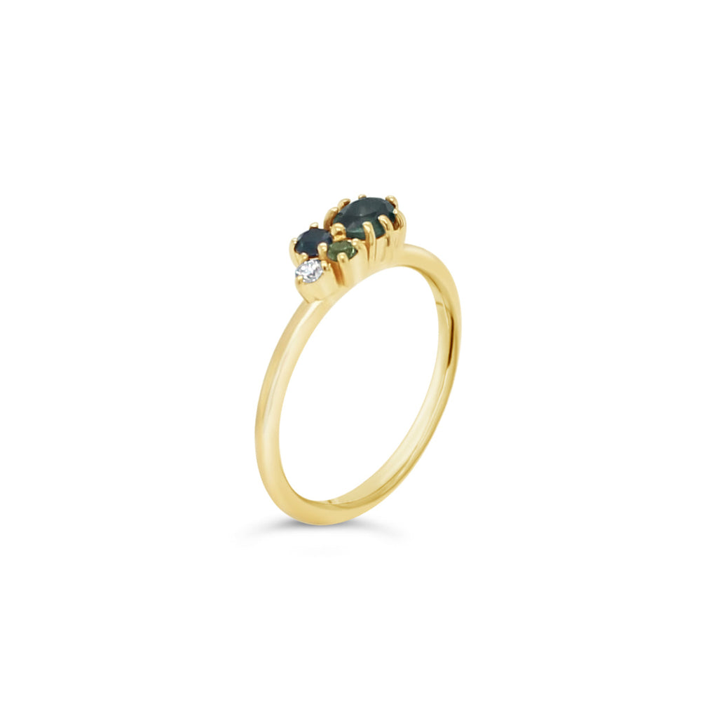 Sapphire Cluster & Diamond Ring